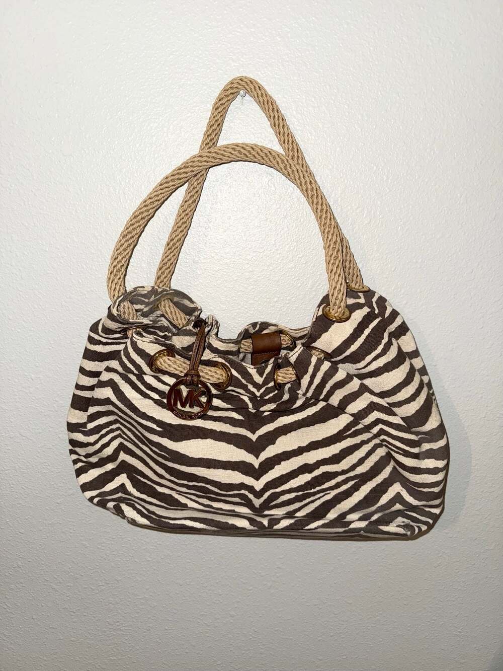 MICHAEL Michael Kors Marina Large Zebra Print Canvas Tote Bag
